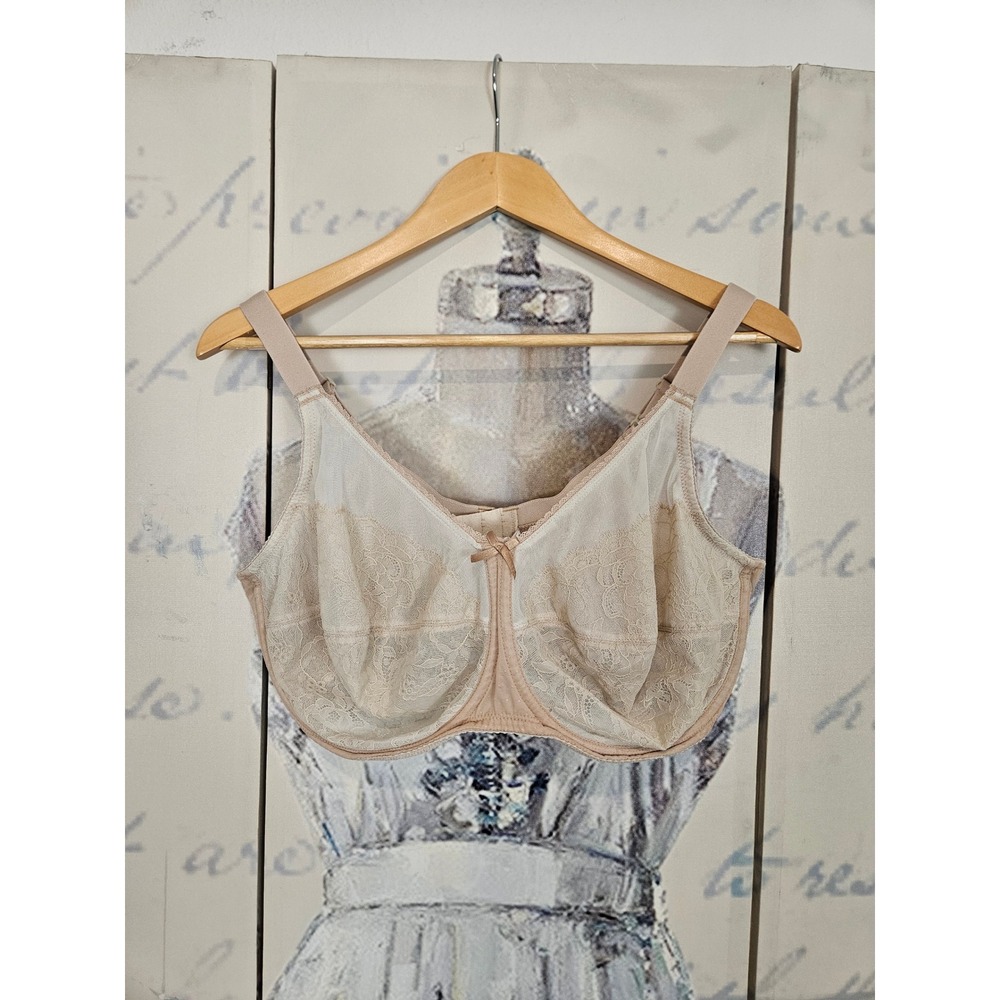 Wacoal Lace Underwire Bra 42G Beige Full Coverage Support Lingerie 855186‎